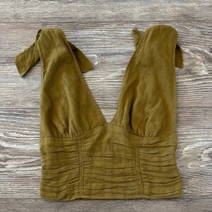 Free People 100% Cotton Eva Tank in Olive Green Women's Size Small in EUC